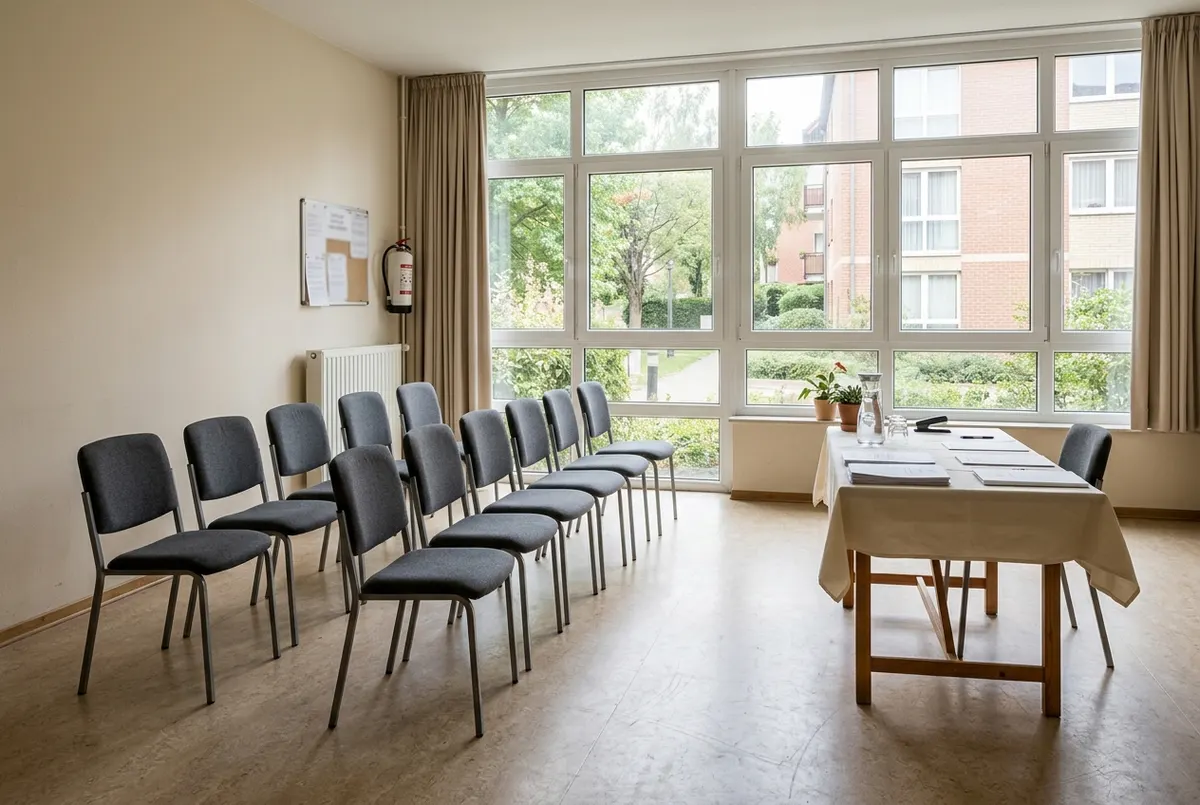 Salle commune d'une résidence préparée pour l'assemblée générale